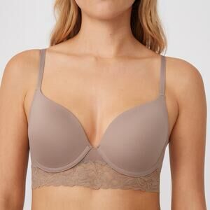 Lucky Brand Push-Up Bra 34B Taupe Underwire Medium Padded Cups Adjustable Straps